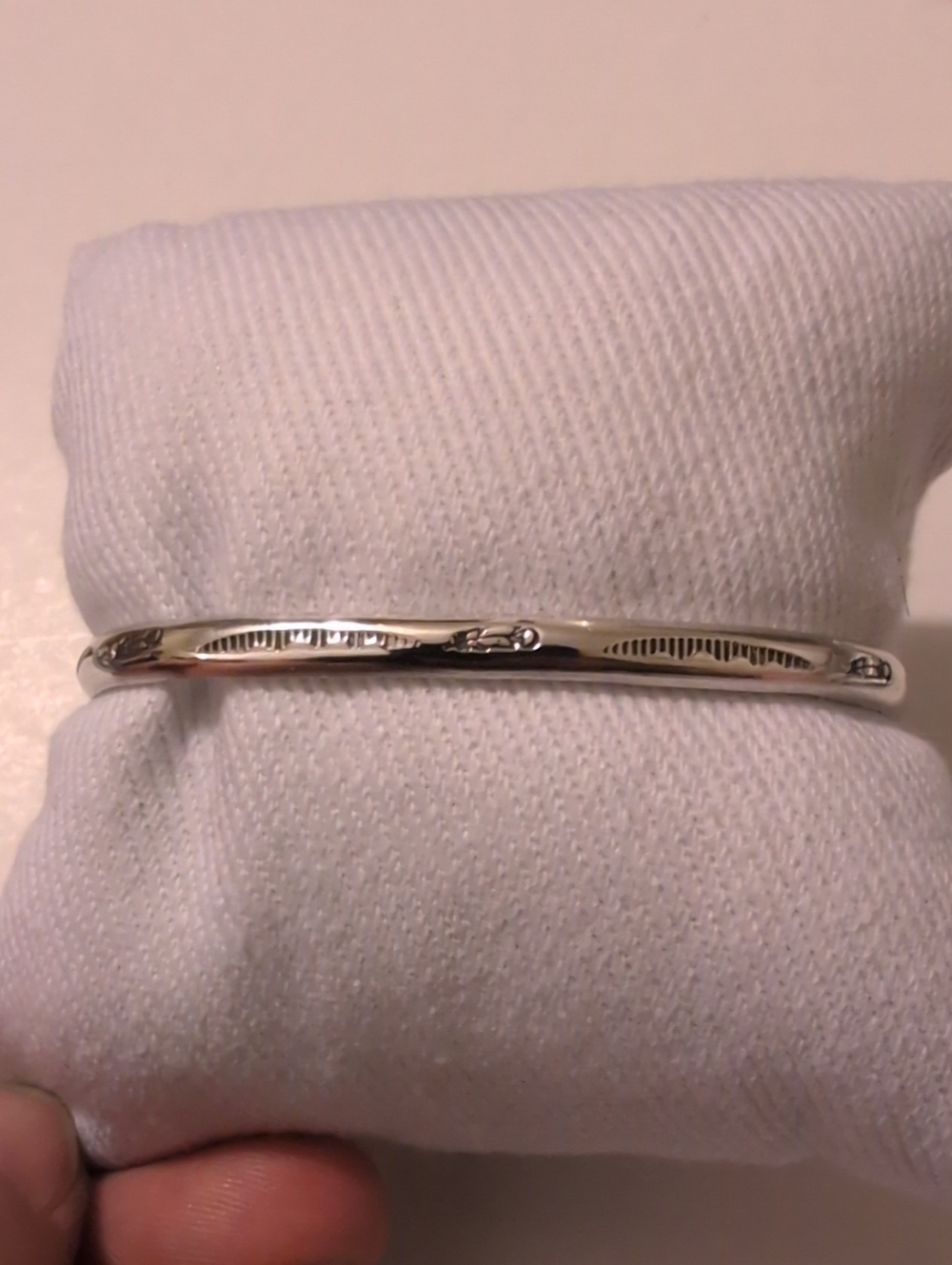 Sterling Silver Engraved Slim Bangle Bracelet -